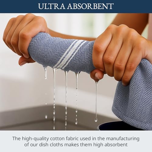 100% Cotton Kitchen Towels 6-Pack - Lint-Free Dish Towels (14x25 In)