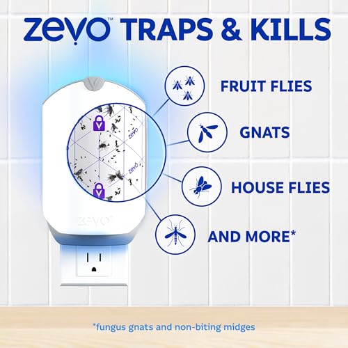 Zevo Flying Insect Trap for Fruit Flies & Gnats - 1 Base & 1 Refill
