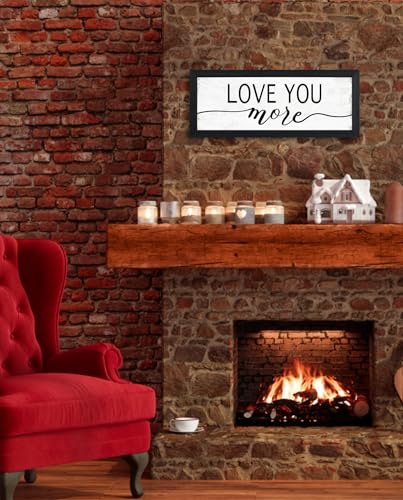 Love You More Framed Wall Art, Rustic Farmhouse Bedroom Decor 6x14.5