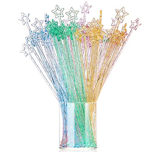 Mudder 100 Pcs Glittery Mixed Color Halloween Star Swizzle Sticks, 9.1 Inch Drinking Stirrer