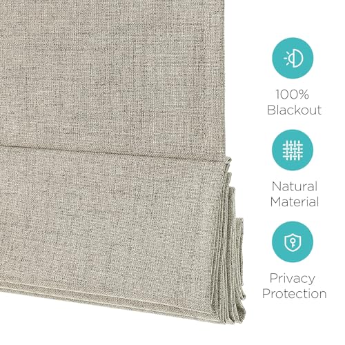 Cordless Linen Roman Shades 34" W x 75" H - Thermal Insulated Blackout