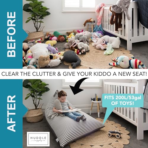 XL Stuffed Animal Bean Bag Storage Chair Cover - Washable Cotton Canvas