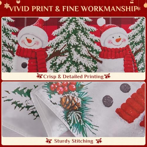 Softalker 60 x 84 Inch Rectangular Tablecloth – Snowman Red Plaid (Plaid Snowman) Christmas
