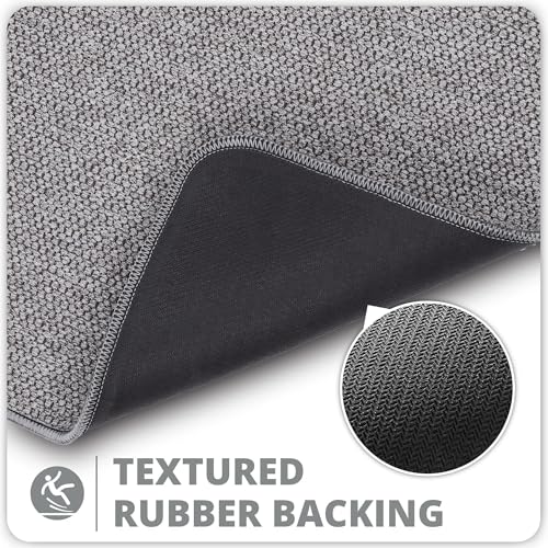Bosap Ultra Thin Bath Mat, Non-Slip Absorbent Bathroom Rug, Grey, 17x27
