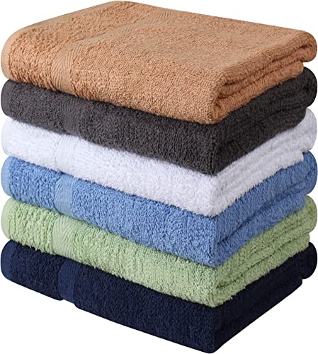 100% Cotton Bath Towel Set 6-Pack Quick Dry Super Absorbent 27x54