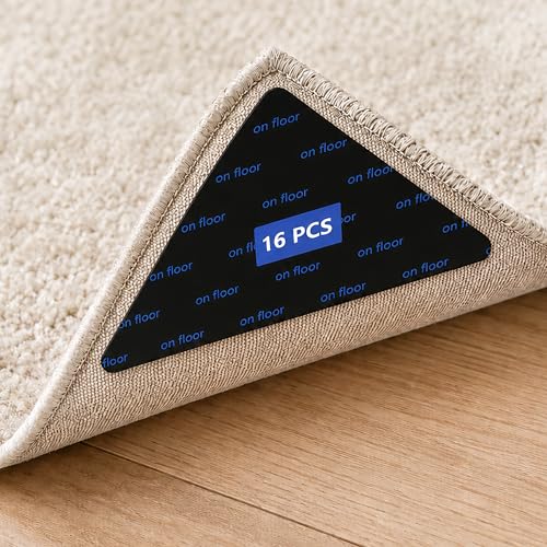 16Pcs Non-Slip Rug Grippers, Reusable Double-Sided Adhesive Carpet Tape