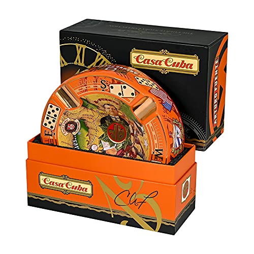 Large Ceramic Cigar Ashtray, 4-Slot Orange Round Ashtray 8.5-inch