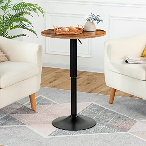 Height-Adjustable Round Pub Table, Modern Small Space Bar Table