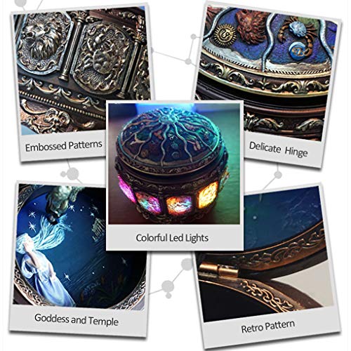 Vintage Zodiac Music Box with Rotating Goddess LED Lights
