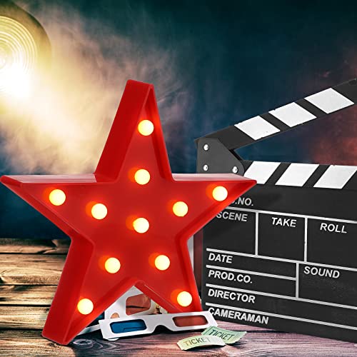 Movie Night Party Decorations: LED Marquee Star Sign and Wood Clapper Board