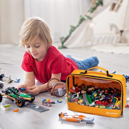 4-Piece Toy Storage Bag Set with Clear PVC Window for Building Bricks
