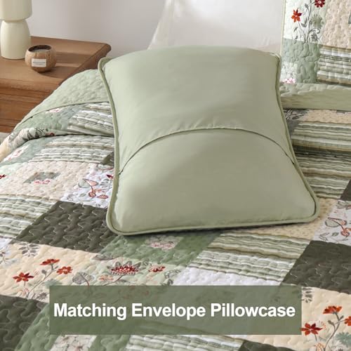 Anibedding Floral Patchwork Quilt Set - 3 Piece Lightweight King Bedspread
