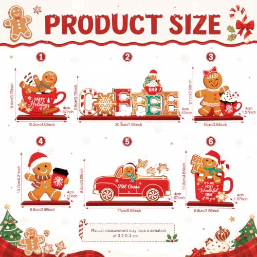 Qunclay 6-Piece Winter Holiday Coffee Bar Decor Set - Christmas Tabletop Accessories