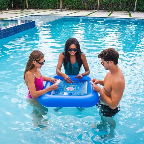 28-Inch Inflatable Floating Pool Game Table with Waterproof Playing Cards