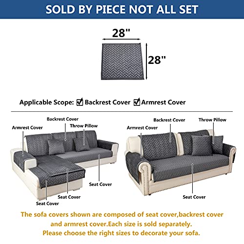Anti-Slip Velvet Armrest Covers for Sofa & Loveseat - Dark Gray