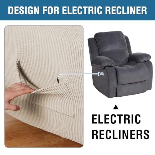 Super Stretch Recliner Cover - Non-Slip, Soft Jacquard, Ivory