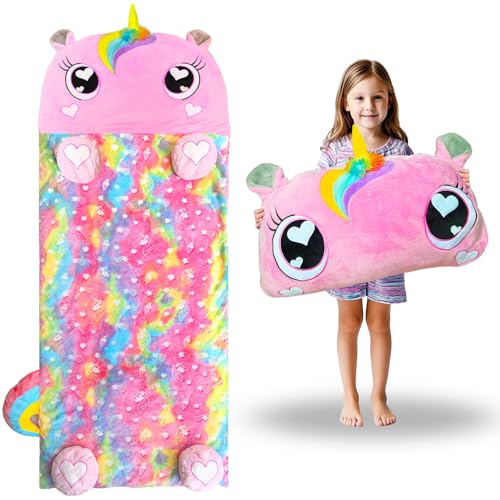 Kids Unicorn Sleeping Bag and Nap Mat - 70x30 Inch Portable Slumber Bag