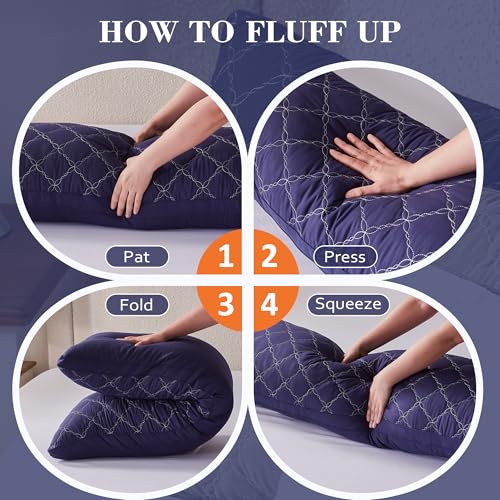 Memory Foam Body Pillow 20x54 Inch for Side Sleepers - Navy Blue