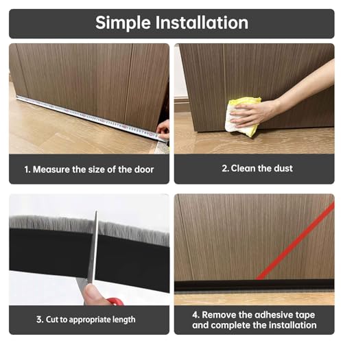 Self-Adhesive Silicone Brush Door Sweep - Under Door Bottom Seal Strip