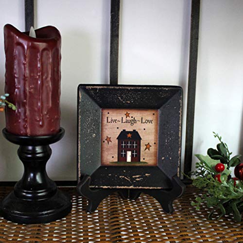 Rustic Wooden Decorative Plate with Stand, 6x6 Inch Farmhouse Wall Art