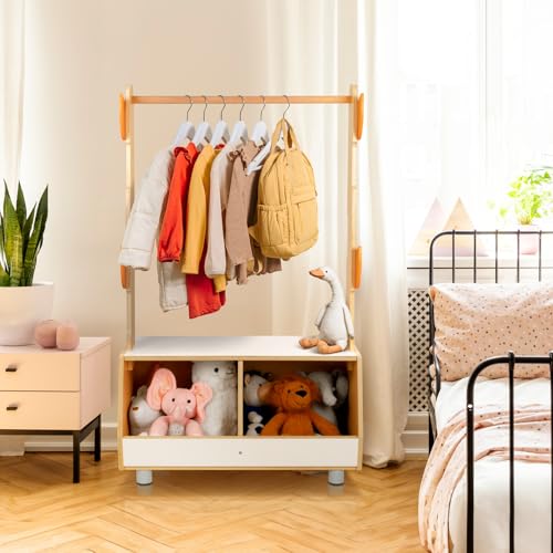 Kids Dress Up Rack Tree-Shaped Costume Organizer with Storage Compartments