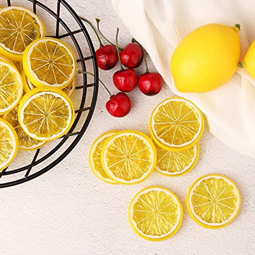 20pcs Artificial Lemon Slices - Decorative Plastic Fruit for Home & Events