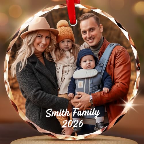 Personalized Christmas Ornaments Glass Custom Photo Tree Ornament - Crystal Clear Photo 2026