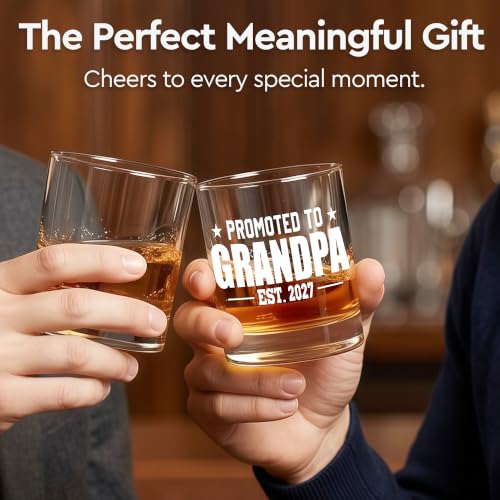 Promote to Grandpa Whiskey Glass 10oz - Funny Birthday Gift for Grandfather