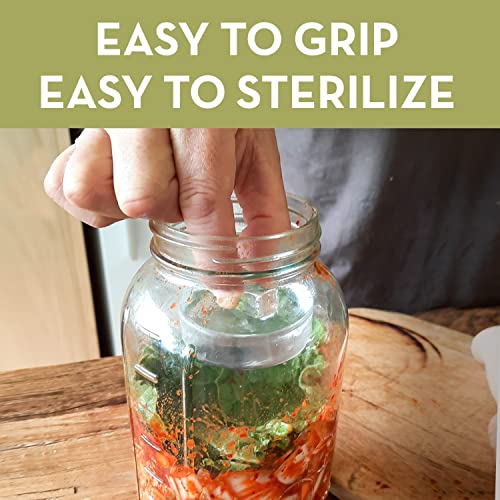 Glass Fermentation Weights with Easy Lift Handles for Wide Mouth Mason Jars 4-Pack