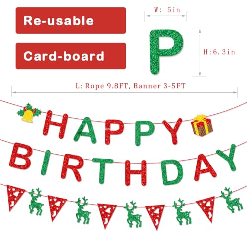 Happy Birthday Christmas Banner - Pre-Strung Holiday Party Decoration