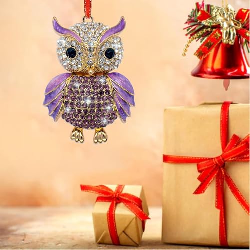 JUESMOS Purple Owl Ornament - Metal Christmas Keepsake for Owl Lovers