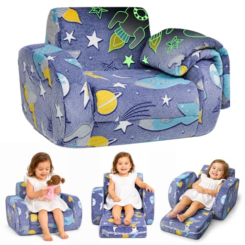 3-in-1 Foldable Kids Couch - Convertible Toddler Chair, Bed & Lounger