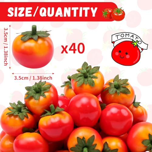 Mini Artificial Tomatoes - 40 Pcs Realistic Fake Fruit Decor