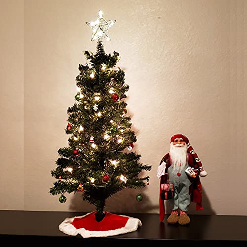 Small Christmas Tree Skirt, Red and White Short Plush Mini Shirts for