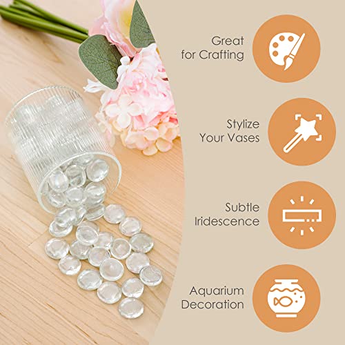 Clear Flat Glass Marbles & Gems for Vase Fillers and Crafts (5 lbs)