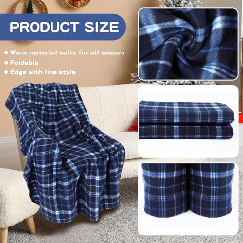 Blue Buffalo Plaid Fleece Throw Blanket 50x60 for Couch Bed Travel Bulk