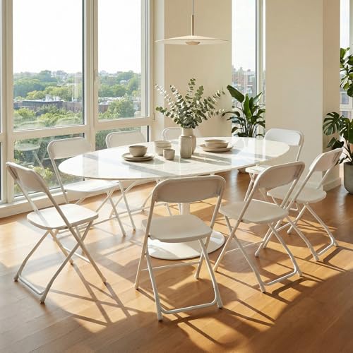 Folding Chairs Set of 4, Portable Stackable Steel Chair for Indoor Outdoor