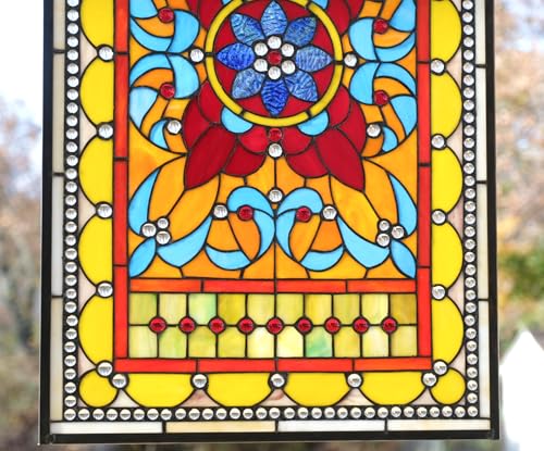 Handcrafted 20" x 34" Stained Glass Window Panel - Tiffany Style