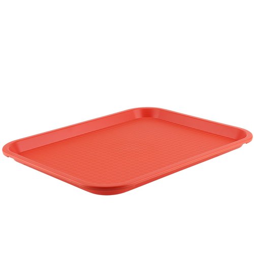 ZOENHOU 14 Pack 16 x 12 Inch Fast Food Tray, Rectangular Cafeteria Serving Trays, Plastic Trays for Food, Orange
