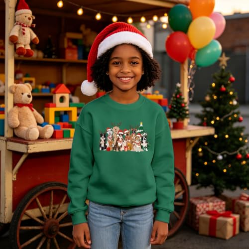 Kids Girls Christmas Dog Sweatshirt Green 11-12 Years - Dog Lover Shirt