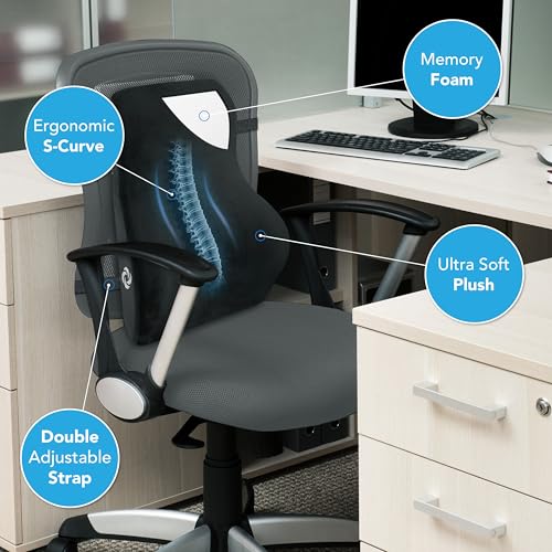 Ergonomic Memory Foam Lumbar Support Pillow for Back Pain Relief