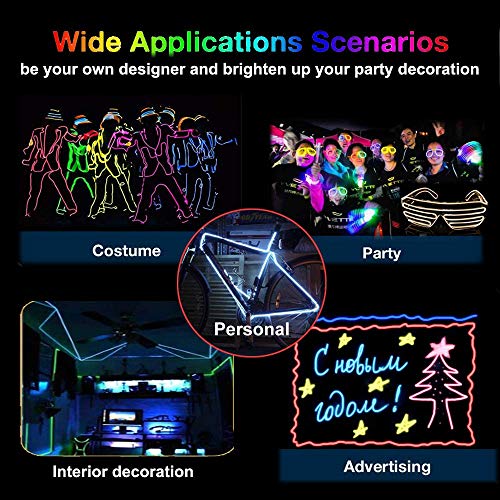 3m Flexible Yellow EL Wire Neon Light Strip with Battery Powered Controller