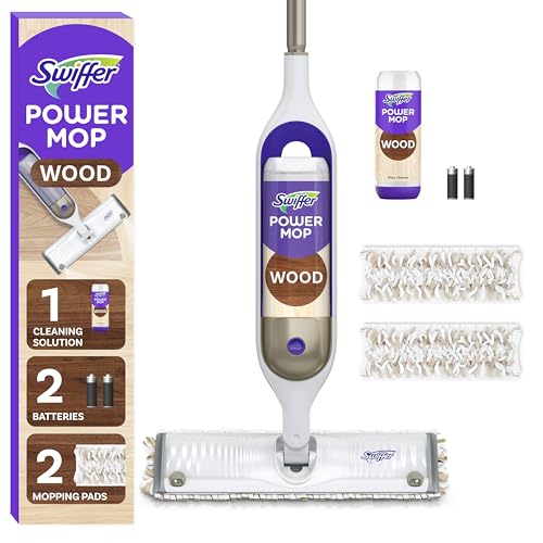 Hardwood Floor Power Mop Starter Kit with 2 Pads & Quick-Dry Solution