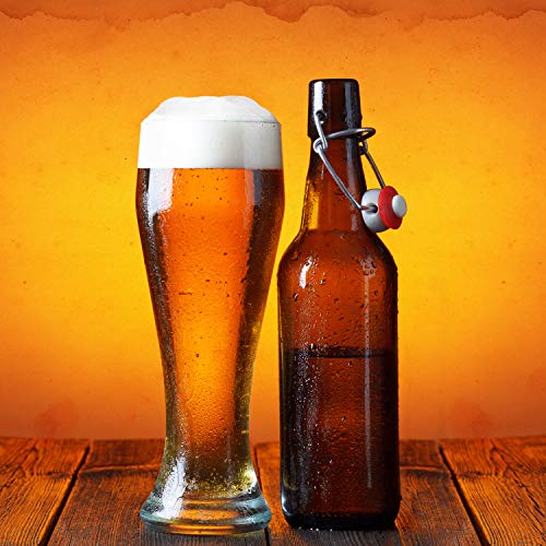 Nucleated Pilsner Beer Glasses - 16 oz Craft Beer Glass Set, 4 Pack