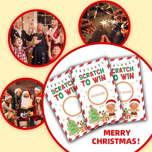 TIOFUNO Christmas Scratch Off Cards 50 Pcs Multicolor - Scratch to Win Party Game Cards