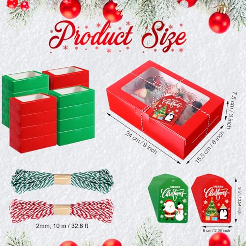 100 Pack Large Christmas Cookie Boxes with Window 9x6x3in – Maxcheck Bulk Gift Boxes