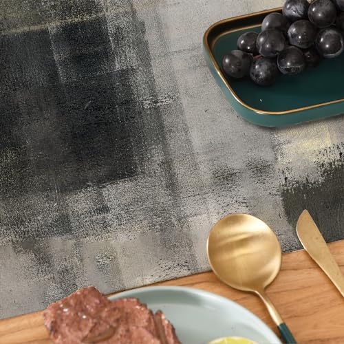 Black Grey Watercolor Table Runner 90 Inches Long (13"x90")