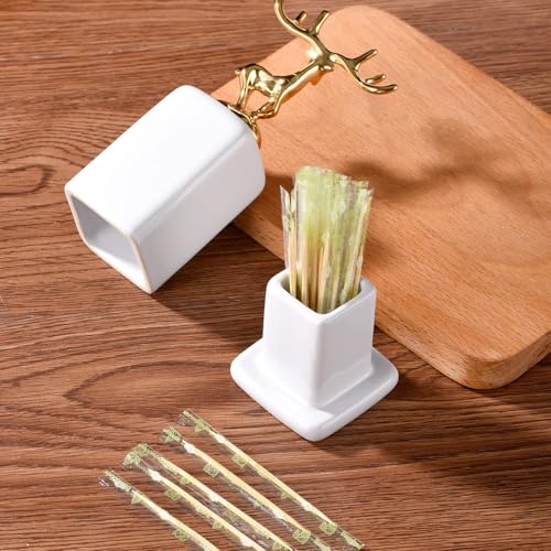 Amrankuo 2000CT Bamboo Toothpicks - Individually Wrapped, 2.5 Inch, Sanitary Cocktail & Appetizer Picks