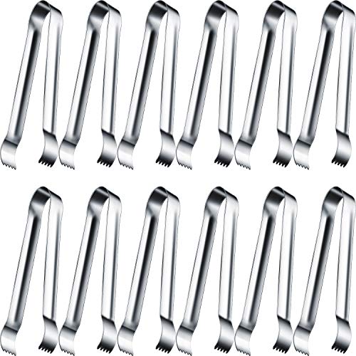 Gejoy Silver Mini Serving Tongs – 12 Pack Stainless Steel Ice & Appetizer Utensils