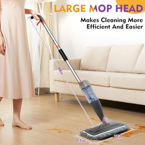 Spray Mop for Hardwood & Tile Floor Cleaning - 800ml Bottle & 3 Pads